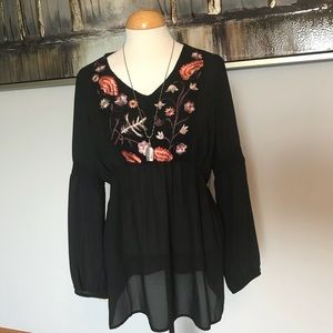 Relativity Lace Embroidered Blouse - Black Med